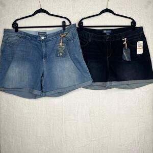 Democracy “Ab"solution Cuffed Jean Shorts 24W Two Pairs New With Tags Blue